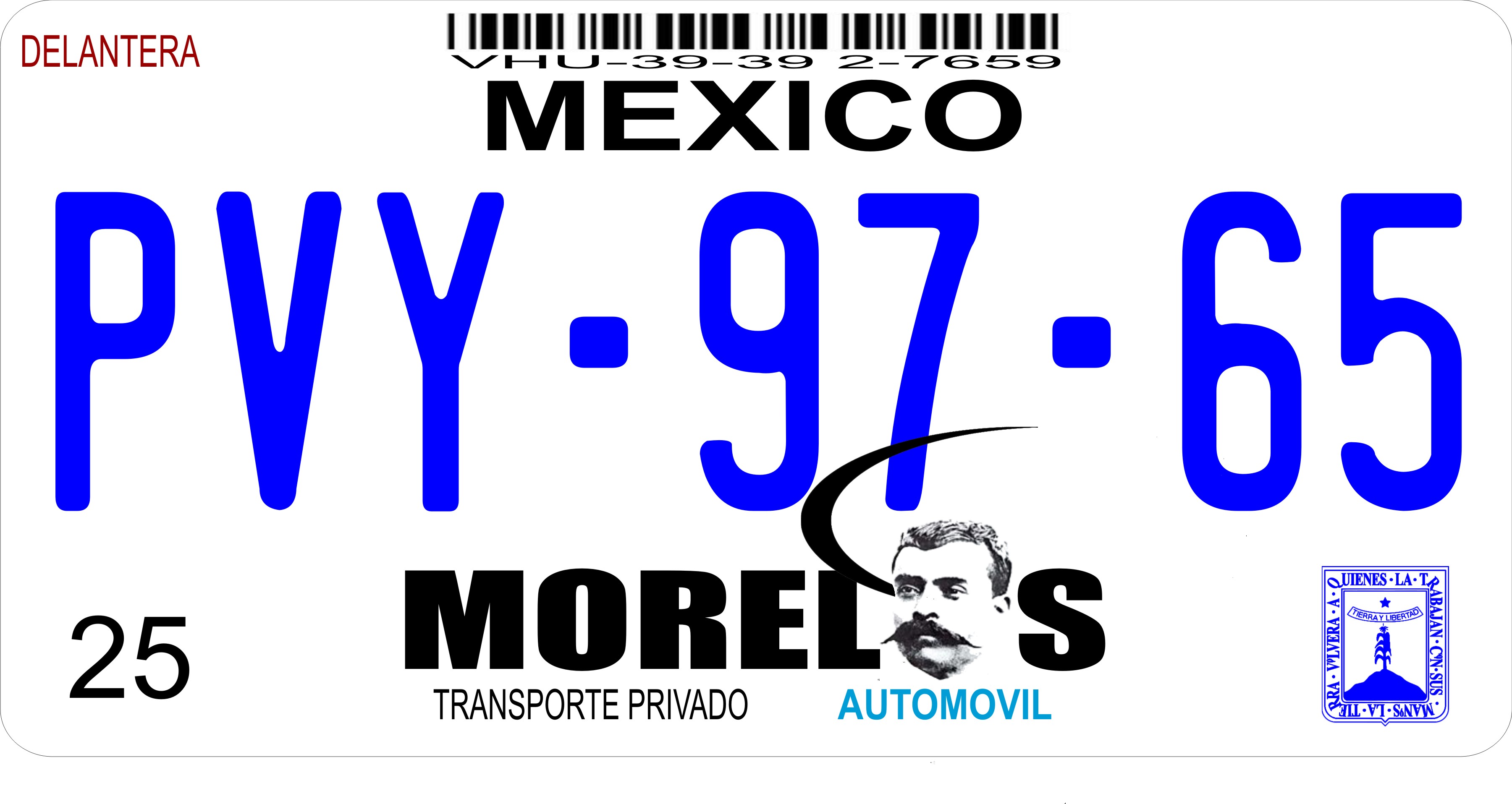 Mexico Morelos Photo LICENSE PLATE  Free Personalization on this PLATE