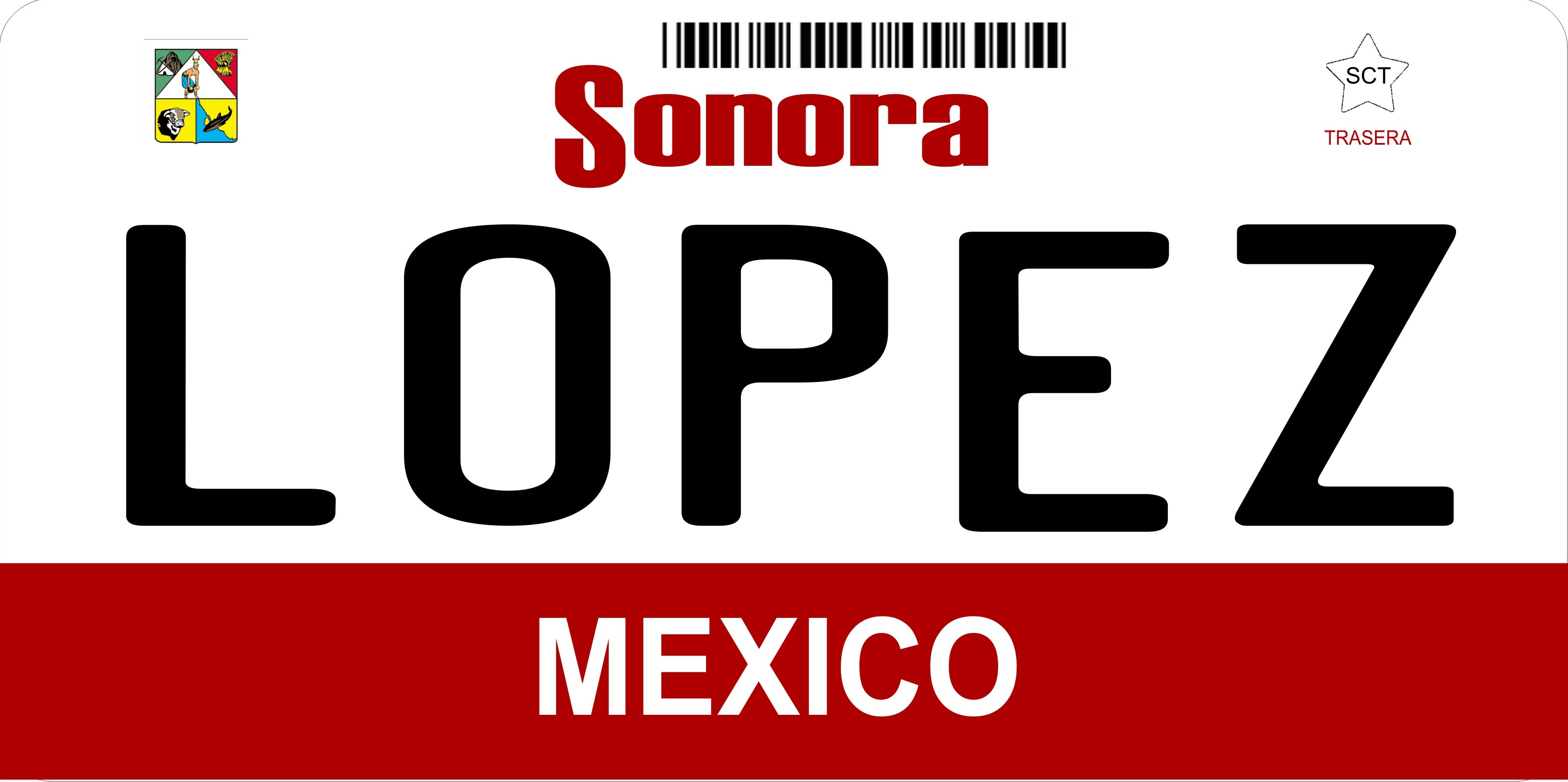 Mexico Sonora Photo LICENSE PLATE Free Personalization on this PLATE