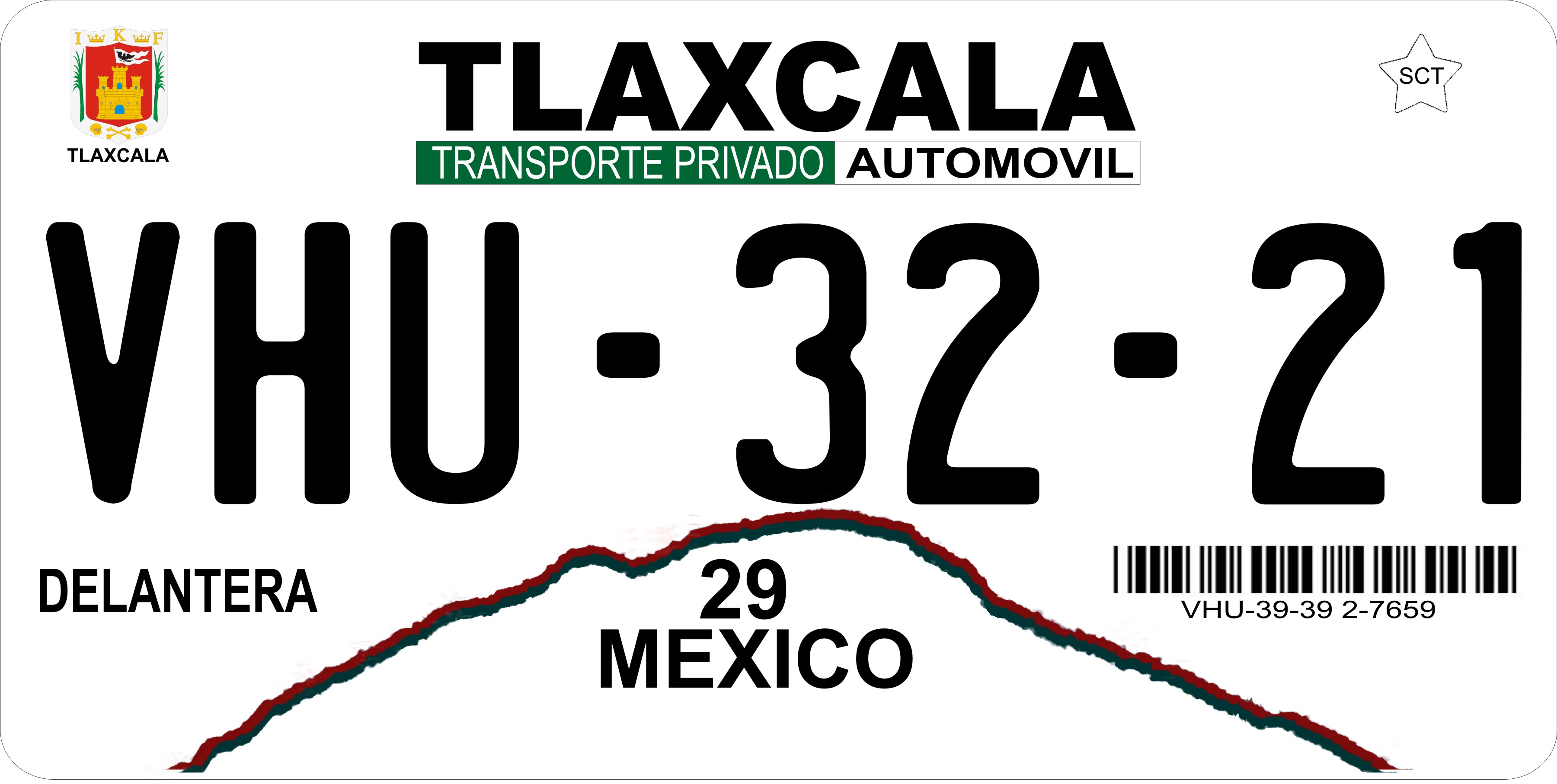 Mexico Tlaxcala Photo LICENSE PLATE Free Personalization on this PLATE