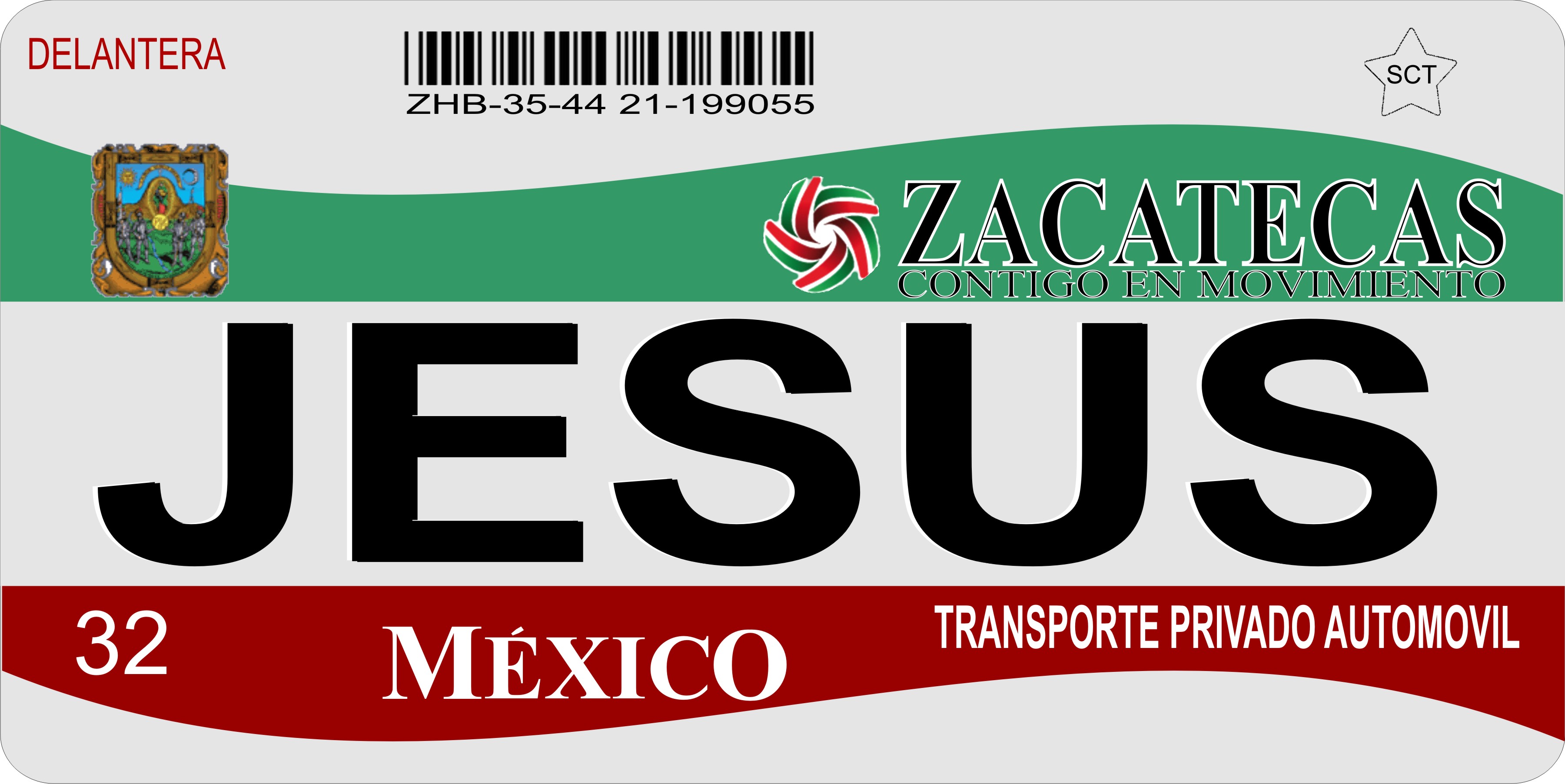 Mexico Zacatecas Photo LICENSE PLATE Free Personalization on this PLATE