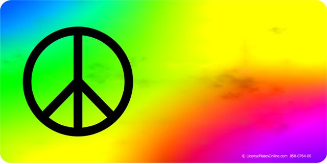 Peace Offset On TIE Dye Photo License Plate  Free Personalization on this plate
