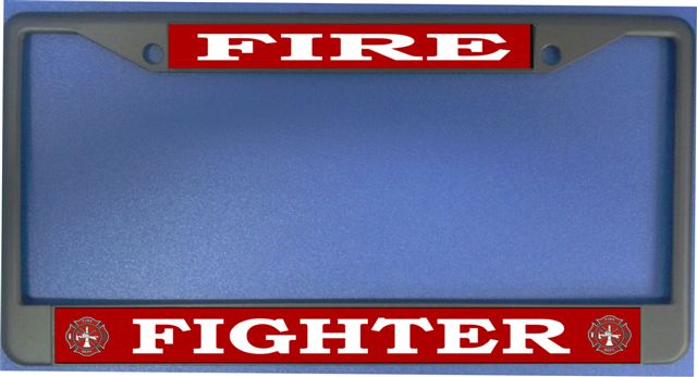 Fire Fighter Photo License Plate Frame  Free SCREW Caps with this Frame