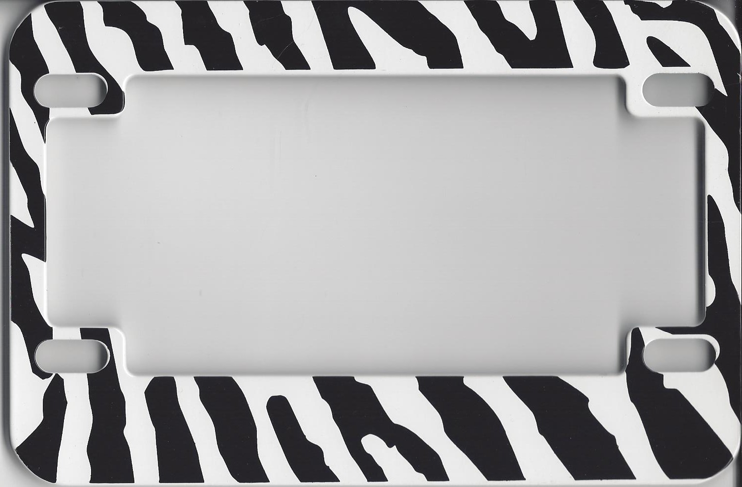 Zebra Print Motorcycle License Plate Frame Free SCREW Caps with this Frame