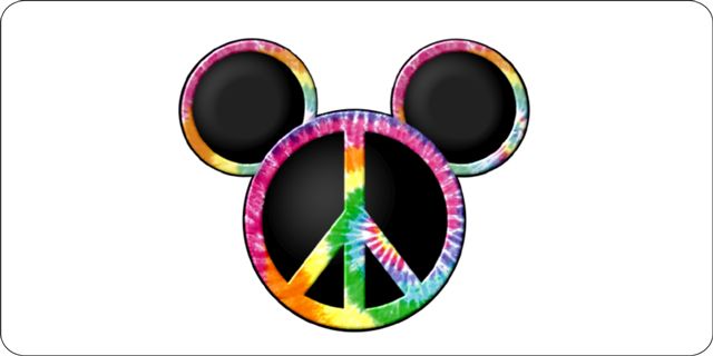 Mickey Mouse Ears with Peace SIGN Logo Plate