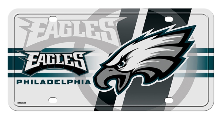 Philadelphia Eagles White Circle Metal License Plate