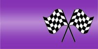 Racing Flags On Purple Offset Photo License Plate