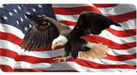 Eagle Flying On U.S. Flag Photo License Plate