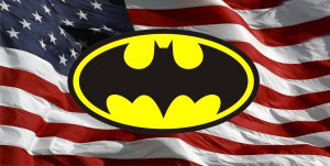 Batman Logo With American Flag Photo License Plate