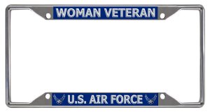 U.S. Air Force Woman Veteran Every State Chrome License Frame