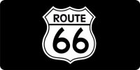 Route 66 On Black Photo License Plate