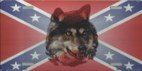Rebel Flag with Wolf License Plate