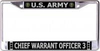 U.S. Army Chief Warrant Officer 3 Chrome License Plate Frame