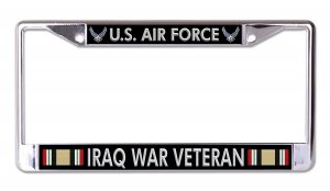 U.S. Air Force Iraq War Veteran Chrome License Plate Frame