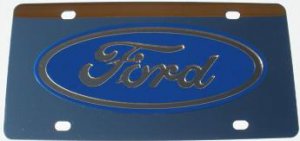 Ford Blue Logo Stainless Steel License Plate