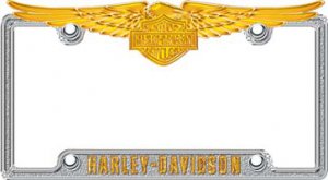 Silver & Gold Harley-Davidson Eagle License Plate Frame