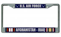 U.S. Air Force Afghanistan-Iraq Chrome License Plate Frame