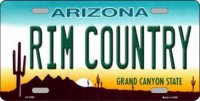 Rim Country Arizona Metal License Plate