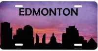 Edmonton Skyline Silhouette Metal License Plate