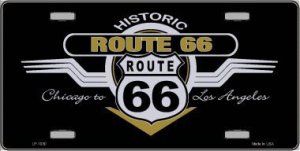 Route 66 Historic Shield Wings License Plate