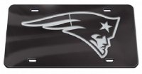 New England Patriots Black Crystal Mirror Laser License Plate