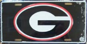 Georgia Bulldogs Logo on Black License Plate