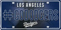 Los Angeles Dodgers #GoDodgers Metal License Plate