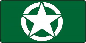 White Army Star Logo On Green Photo License Plate