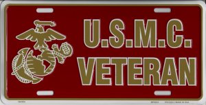 U.S.M.C. Veteran Metal License Plate