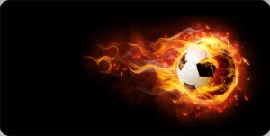 Soccer Ball On Fire Offset Photo License Plate