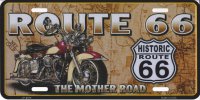 Route 66 With Motorcycle License Plate