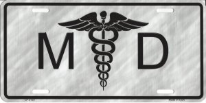 MD Medical Doctor Metal License Plate