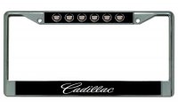 Cadillac Script Multi Logo Chrome License Plate Frame