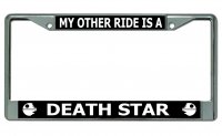 My Other Ride Is A Death Star Chrome License Plate Frame
