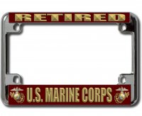 U.S. Marine Corps Retired Chrome Motorcycle License Plate Frame