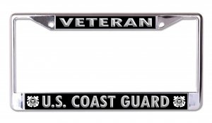 U.S. Coast Guard Veteran Black And Silver Chrome Frame
