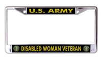 U.S. Army Disabled Woman Veteran Chrome License Plate Frame