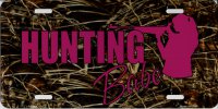 Hunting Babe Pink On Camo Metal License Plate