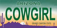 Arizona COWGIRL Photo License Plate