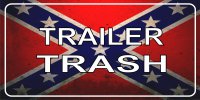 Trailer Trash Confederate Rebel Flag Photo License Plate