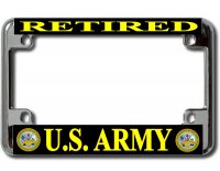 U.S. Army Retired Chrome Motorcycle License Plate Frame