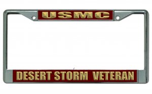USMC Desert Storm Veteran Chrome License Plate Frame