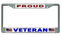 Proud Veteran #2 Chrome License Plate Frame