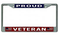 Proud Veteran Chrome License Plate Frame