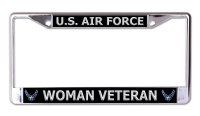 U.S. Air Force Woman Veteran Silver Letters Chrome Frame