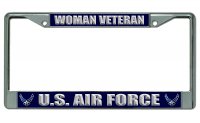 U.S. Air Force Woman Veteran Chrome License Plate Frame