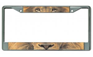 Lion Face Chrome License Plate Frame