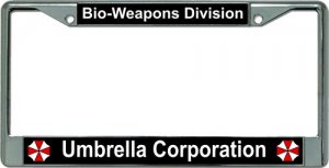 Umbrella Corporation Bio Weapons Chrome License Plate Frame