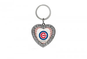Chicago Cubs Bling Rhinestone Heart Key Chain
