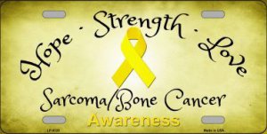 Sarcoma Bone Cancer Ribbon Metal License Plate