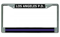 Los Angeles P.D. Thin Blue Line Chrome License Plate Frame